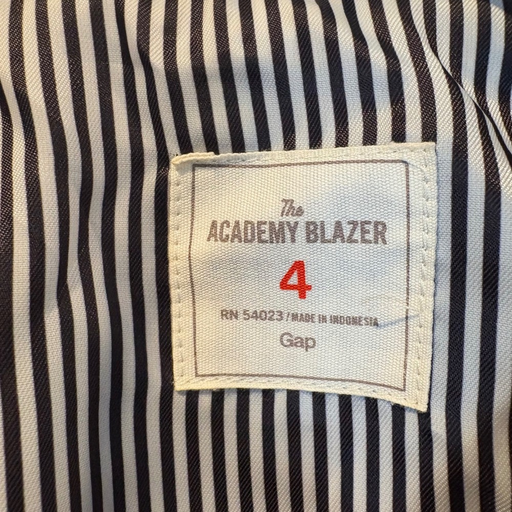 Gap Academy Blazer Navy White Polka Dot Classic Fit Single Button Women Size 4 - Picture 5 of 7